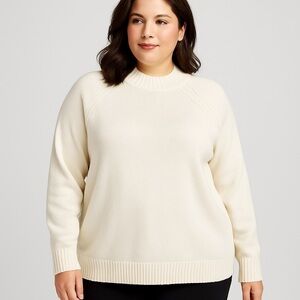 🤍 Carly Blake Ivory 100% Cotton Knit Sweater – Size 3X (Made in USA)